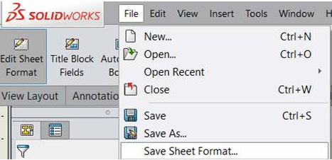 Saving a sheet format